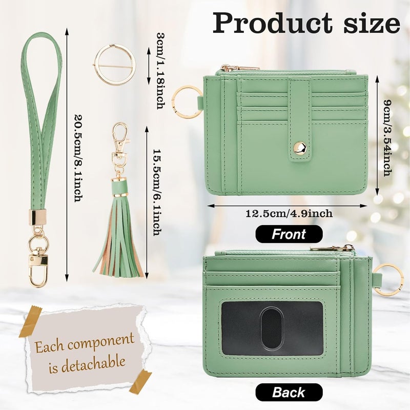 KNGITRYI Small Wristlet Wallets for Women RFID Credit Card Holder Wallet Keychain Wristlet Wallet Credit Card Wallets for Women (Mint Green) - Image 2
